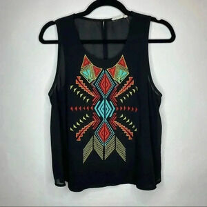 💃🏻 Lush Tribal Print Tank Top Black Medium​​
